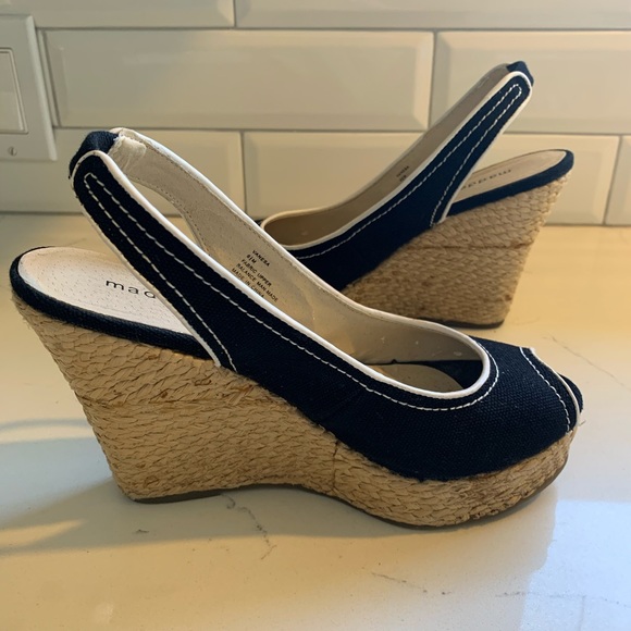Madden Girl wedge sandals blk/wht espadrille 6.5 - Picture 7 of 8
